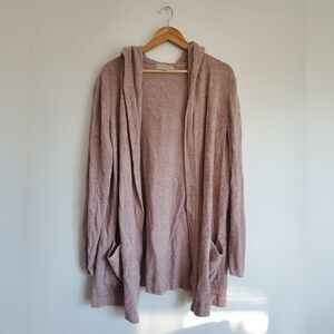 Barefoot Dreams Cozy Chic Lote  Women's Hooded Sweater - Tan Plus Size 1X